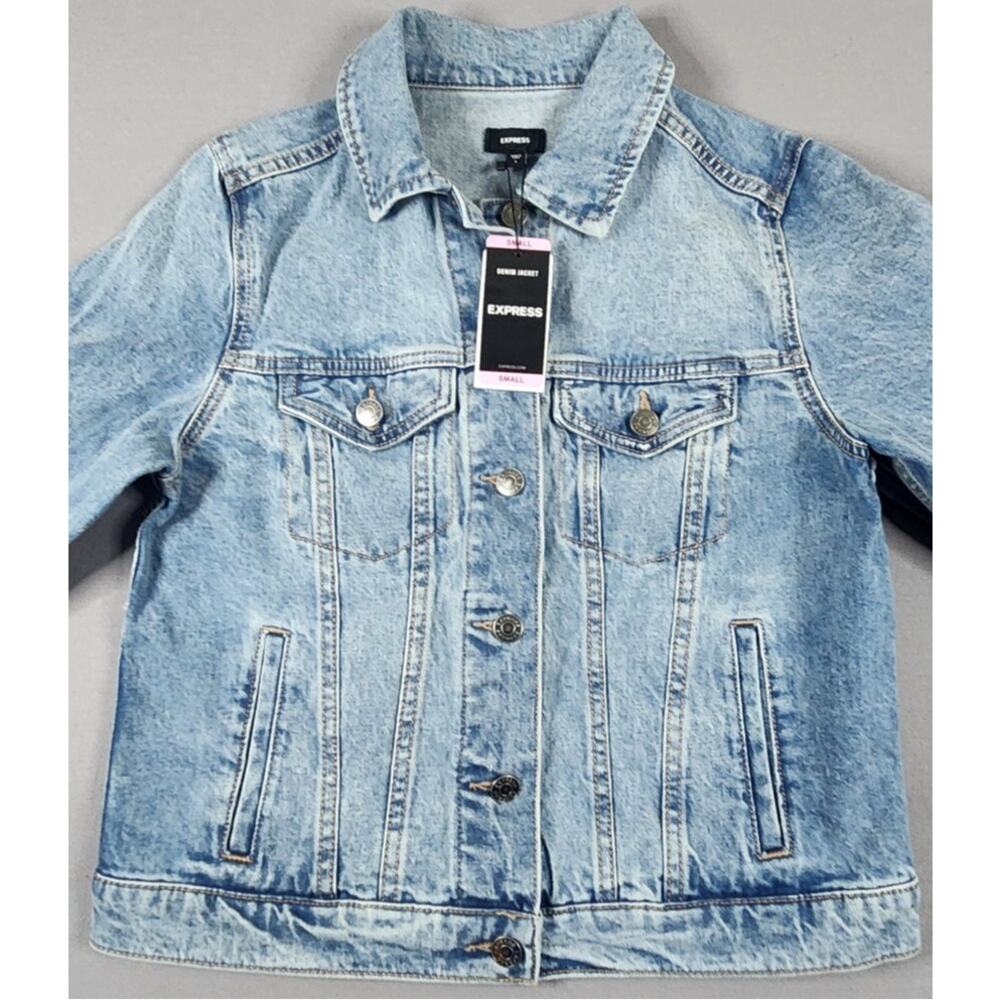 NWT Express Jean Jacket button up Women's size small Y2K Medium wash